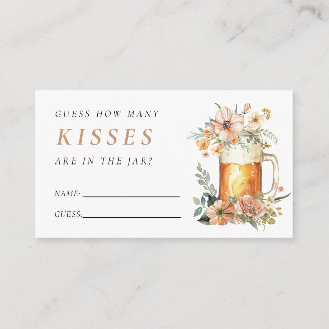 Beer Love is Brewing How Many Kisses Bridal Shower Enclosure Card (Front)