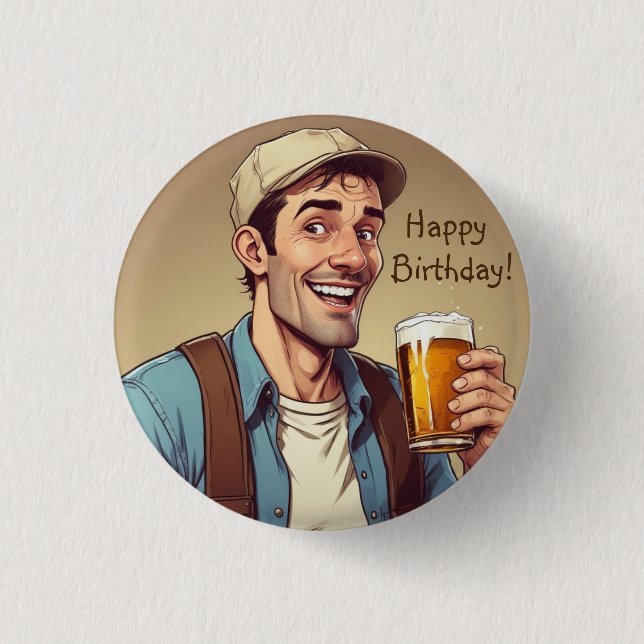 Beer Lover Birthday Button (Front)