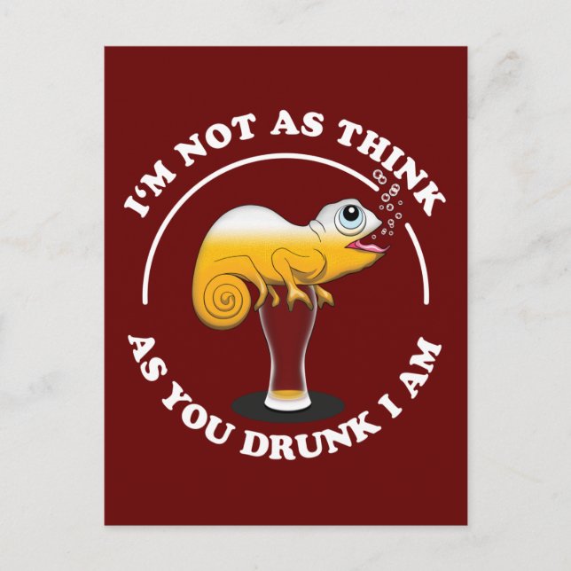 Beer Lover Cameleon And Funny Drinking Quote Postcard (Front)