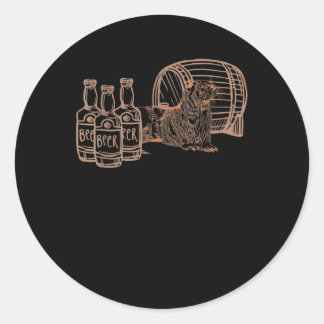 Beer Lover Drinking Drunk Otter Classic Round Sticker