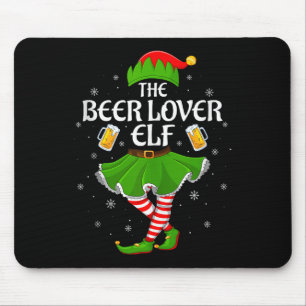 Beer Lover Elf Christmas Family Girls Women Elf Sq Mouse Pad