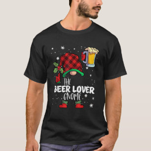 Beer Lover Gnome Red Buffalo Plaid Matching Family T-Shirt