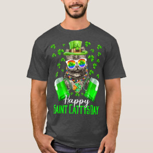 Beer Lover Happy Saint Catty's Day Cat St Patrick' T-Shirt