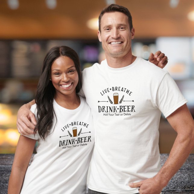 Beer Lover Hipster Live Breathe Drink Beer Custom T-Shirt (Creator Uploaded)
