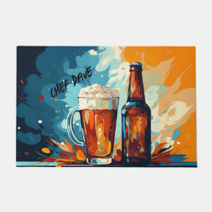 Beer Lovers Beer and Mug Watercolor Kitchen Indoor Doormat