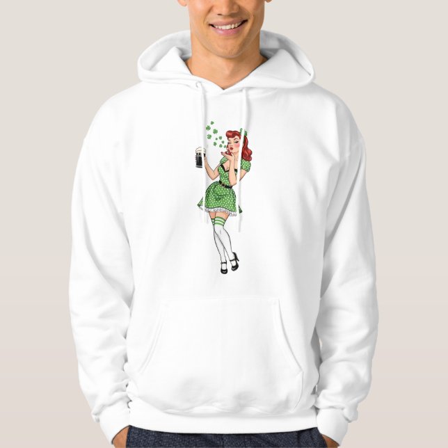 Beer Loving Irish Pin Up Hoodie (Front)