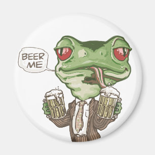 Beer Me Green Frog by Mudge Studios Magnet