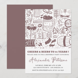 Beer Men Vintage Rustic Drinks 91st birthday Invitation
