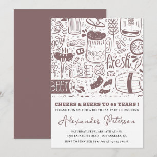 Beer Men Vintage Rustic Drinks 98th birthday Invitation