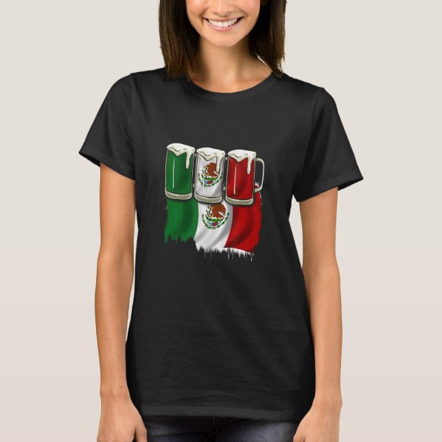 Beer Mexican Flag Cinco de Mayo Mexico Drinking Pa T-Shirt (Front)
