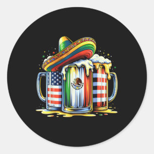 Beer Mexican Usa Flag Cinco De Mayo Drinking Party Classic Round Sticker