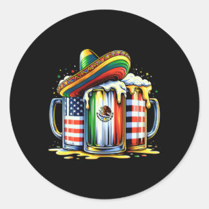 Beer Mexican Usa Flag Cinco De Mayo Drinking Party Classic Round Sticker