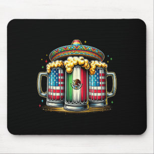 Beer Mexican Usa Flag Cinco De Mayo Drinking Party Mouse Pad