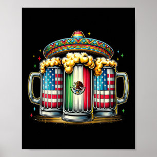 Beer Mexican Usa Flag Cinco De Mayo Drinking Party Poster
