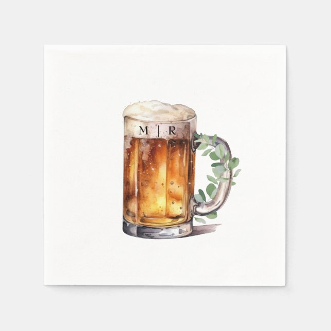 Beer Monogram Party Napkin (Front)