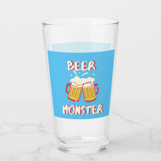Beer Monster | Blue Background Glassware Glass (Front)