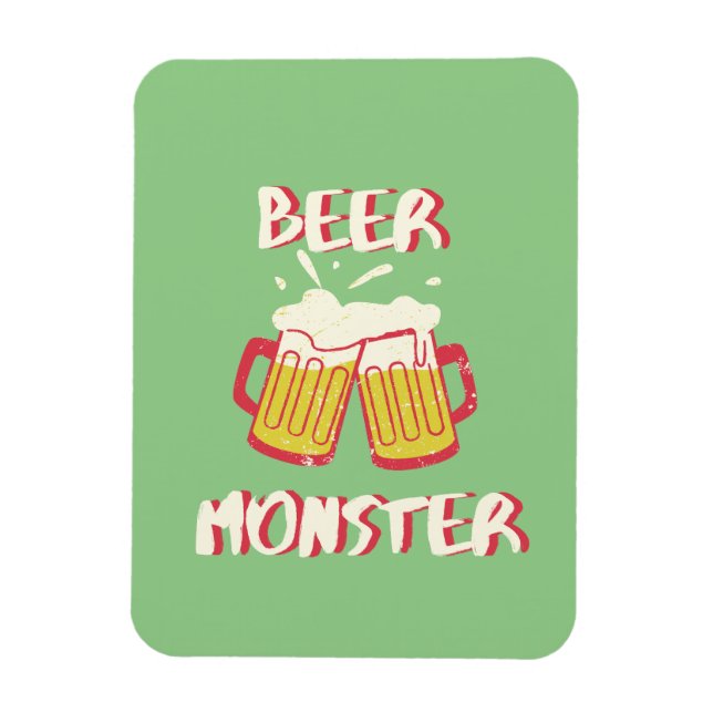 Beer Monster Magnet with Green Background (Vertical)