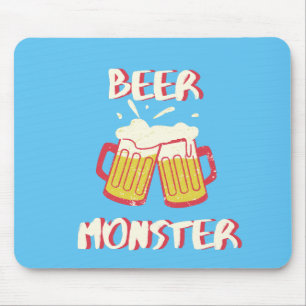 Beer Monster Mouse Mat Blue Background