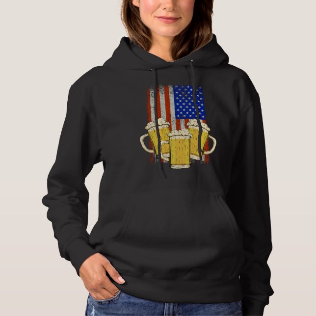 Beer Mug American Flag Craft Beer Beer  Brewer Hoodie (Front)