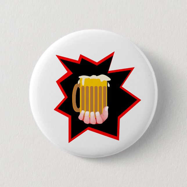 Beer Mug Burst 6 Cm Round Badge (Front)