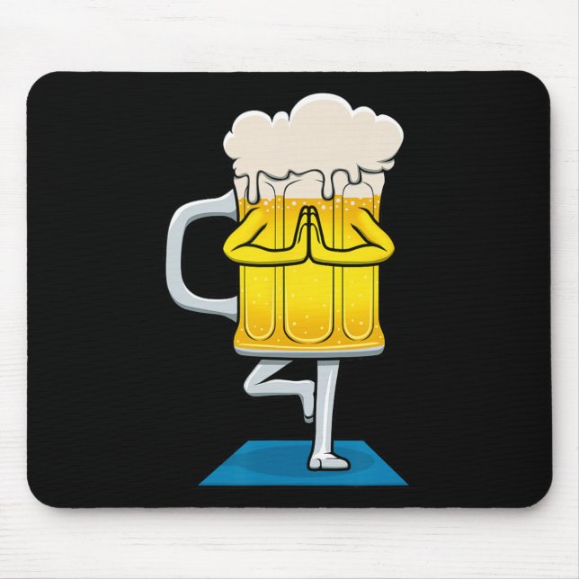 Beer Mug Doing Yoga  Mouse Pad (Front)