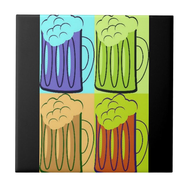 Beer Mug Pop Art Ceramic Tile (Front)