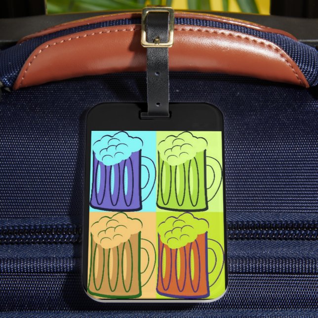 Beer Mug Pop Art Luggage Tag (Front Insitu 2)