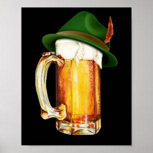 Beer Mug Wearing German Hat Oktoberfest Poster
