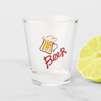 Beer mug with beer and foam shot glass