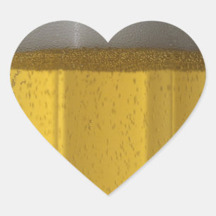 Beer Mug with Bubbles and Foam Heart Sticker