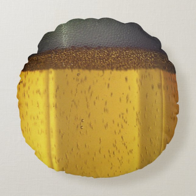 Beer Mug with Bubbles and Foam Round Cushion (Front)