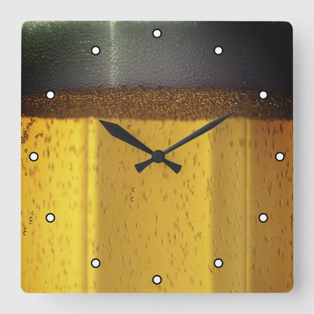 Beer Mug with Bubbles and Foam with Dots Square Wall Clock (Front)