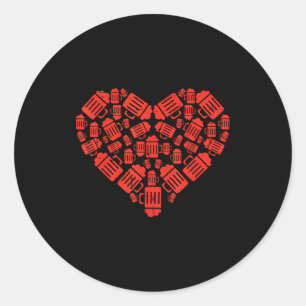 Beer Mugs Heart Funny Valentines Day Drinking Team Classic Round Sticker