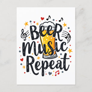 Beer Music Repeat Postcard