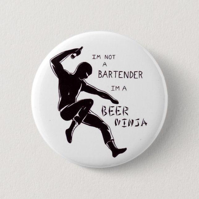 beer ninja 6 cm round badge (Front)