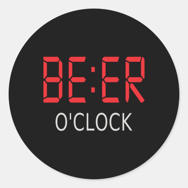 Beer o'clock classic round sticker (Front)