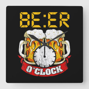 Beer O'clock Funny Drinking Adult Humour Square Wall Clock