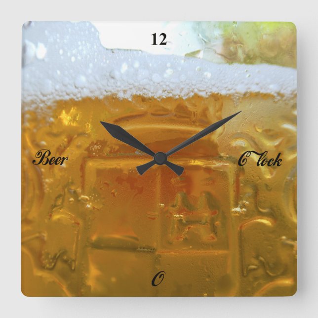 Beer O'Clock, Square Wall Clock (Front)