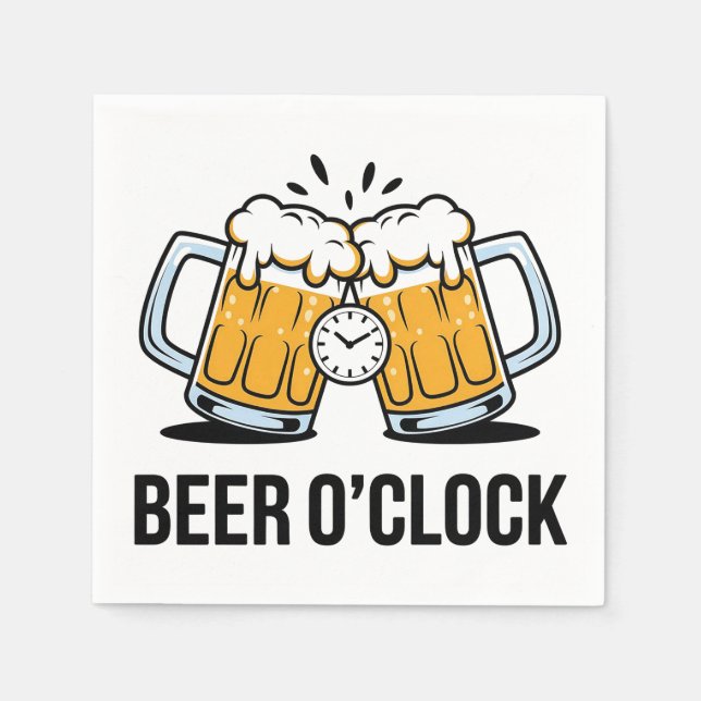 Beer O'Clock - Time to Celebrate with a Cold One Napkin (Front)