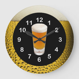 Beer O'Clock Wall Clock Gold Amber
