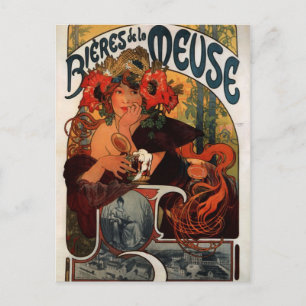 Beer of the Meuse by Alphonse Mucha Postcard
