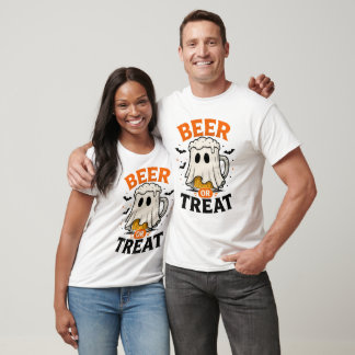 Beer or Treat Ghost Mug T-shirt | Halloween Beer