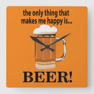 Beer Party Drinking Funny Beer Square Wall Clock