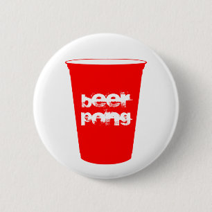 beer pong 6 cm round badge