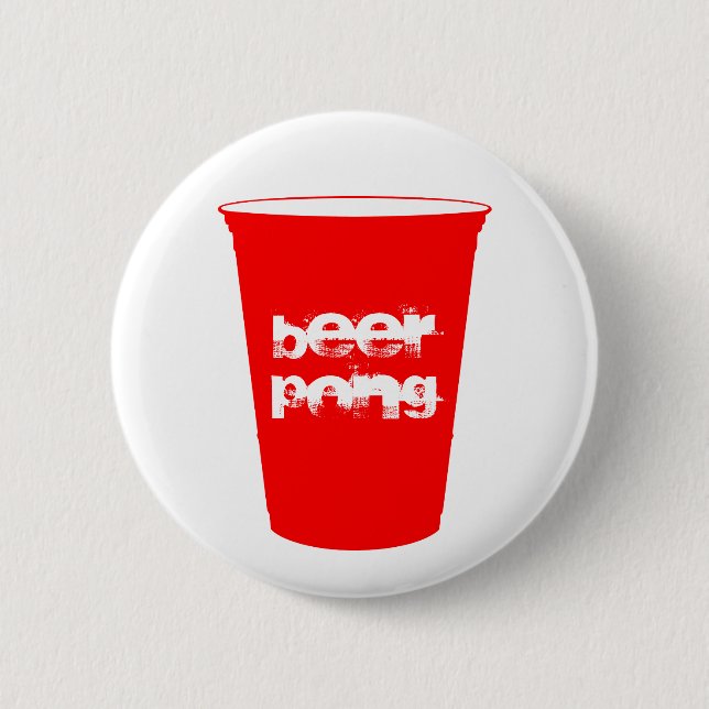 beer pong 6 cm round badge (Front)