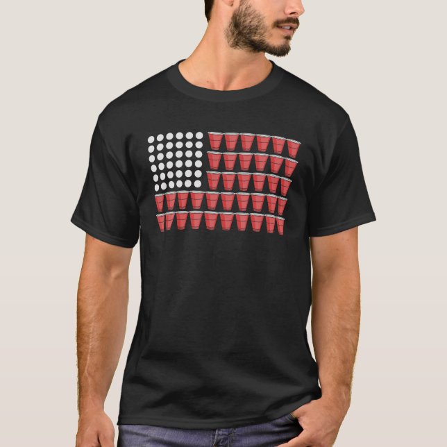 Beer Pong American Flag Shirt 4th Of July Fourth P (Front)