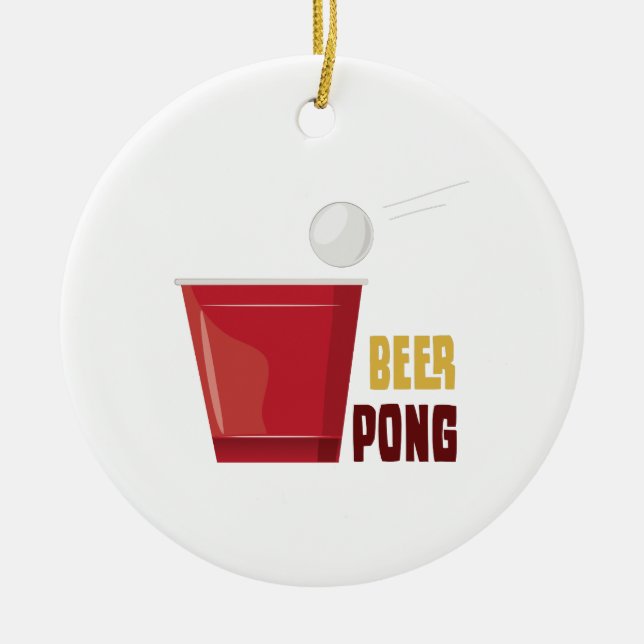 Beer Pong Ceramic Tree Decoration (Front)