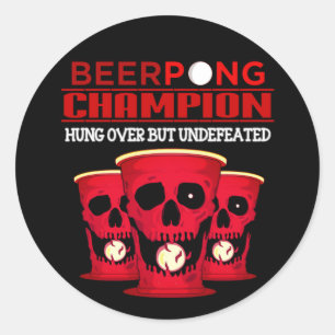 Beer Pong Champion Classic Round Sticker
