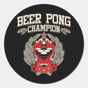 Beer Pong Champion Classic Round Sticker