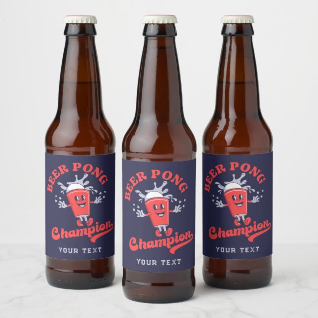 Beer Pong Champion Funny Drinking Game Bottle Label (Bottles)